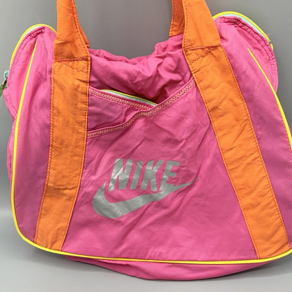 Nike Pink Nylon Gym Bag Zip Closure Pockets Gym Training